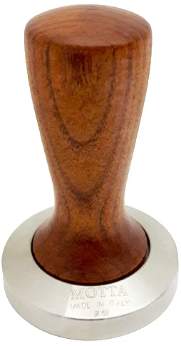 Motta - 58 mm Edelstahl-Tamper mit Holzgriff Art. 7900/M
