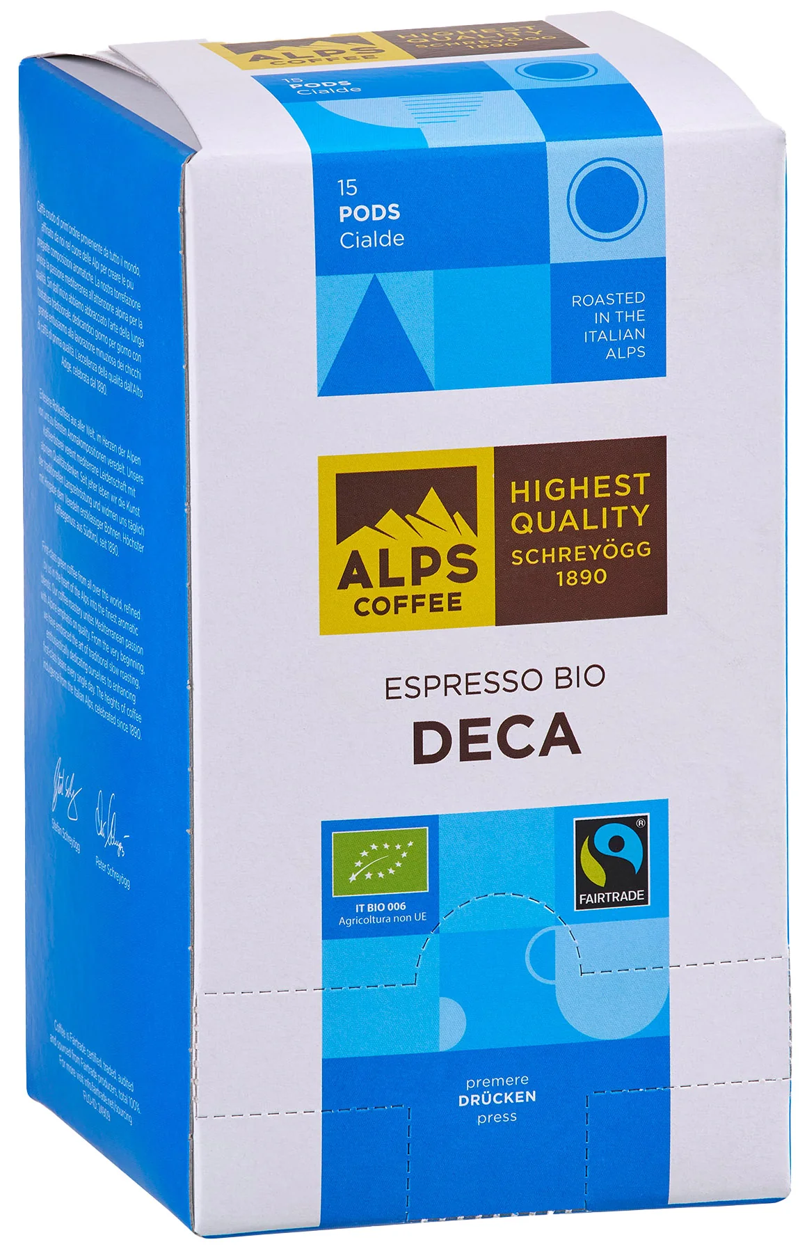 Alps Coffee koffeinfreie Bio Pads, Kaffeepads