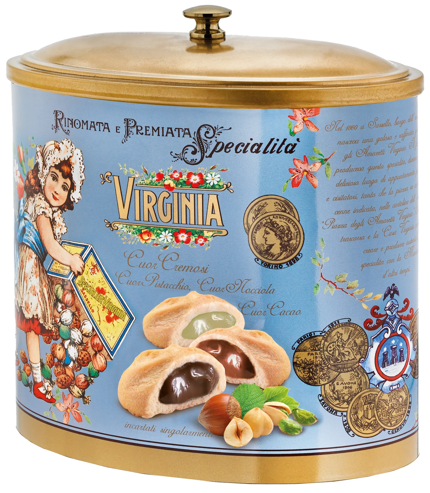 Amaretti Virginia - Kekse gefüllt mit Pistazie-, Haselnuss- und Kakaocreme